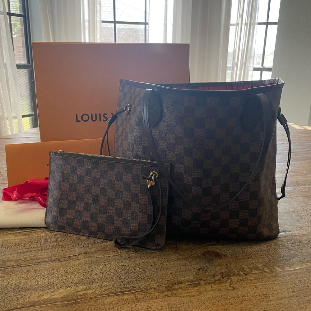 Louis Vuitton Neverfull Damier Ebene MM Brown Tote!